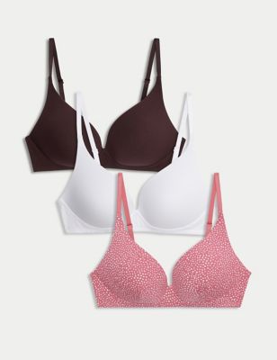 Buy Lady Luck Lingerie Women's Cotton Skylar Non-Padded Non-Wired T-Shirt  Bra (Pack of 3) (Pink Mist, Light Peach, Grey, 32B) at