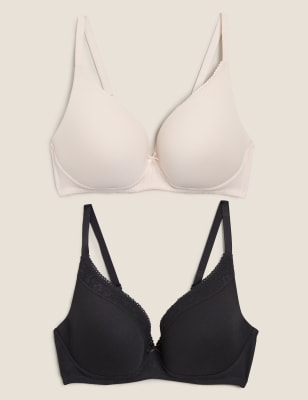 2pk Cotton Lounge T-Shirt Bras A-E, M&S Collection