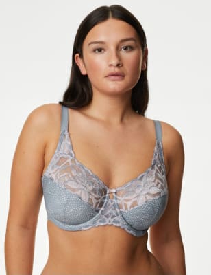 Wild Blooms Non-Padded Lace Trim Full Cup Bra