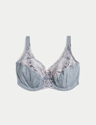 

Womens M&S Collection Wild Blooms Non-Padded Full Cup Bra F-H - Mid Grey, Mid Grey