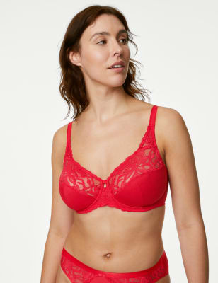 

Womens M&S Collection Wild Blooms Wired Full Cup Bra F-J - Scarlet, Scarlet