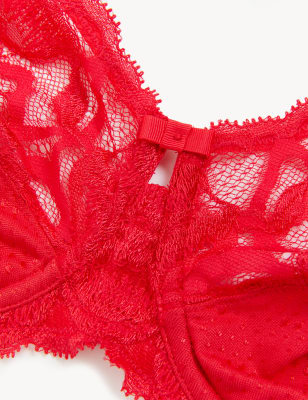 

M&S Collection Sujetador de copa completa con aro de flores salvajes para copa F-JWomens - Scarlet, Scarlet