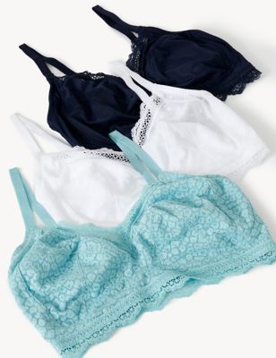 

Womens M&S Collection 3pk Lace Trim Non Wired Bralettes F-H - Turquoise Mix, Turquoise Mix