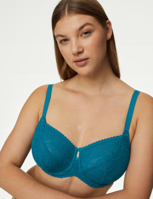 

Womens M&S Collection Flexifit™ Lace Wired Balcony Bra F-H - Winter Turq, Winter Turq