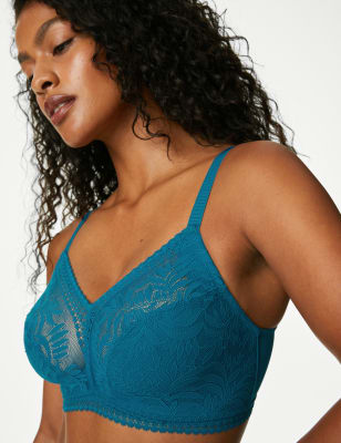 

Womens M&S Collection Flexifit™ Lace Non Wired Bralette F-H - Winter Turq, Winter Turq