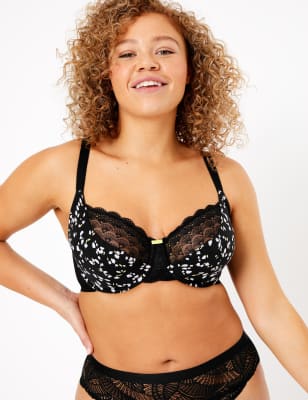 Soutien-gorge non ampliforme &agrave; balconnet et motif brod&eacute;, bonnets E+