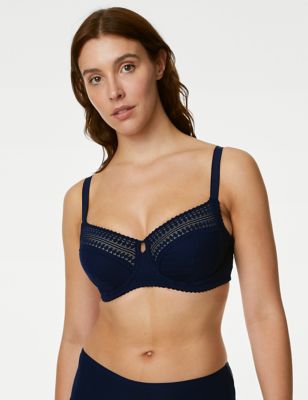 Marks And Spencer Womens M&S Collection Anise Lace Wired Balcony Bra F-H - Navy, Navy