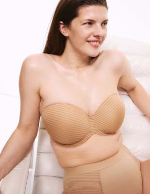 Body by M&S - Womens Body Define Wired Strapless Bra (F+) - 32F - Rose Quartz, Rose Quartz,Black