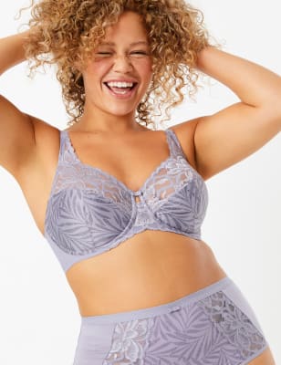 Soutien-gorge non ampliforme &agrave; motif fleuri, bonnets embo&icirc;tants E+