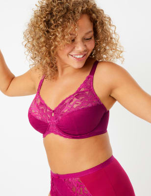 Soutien-gorge non ampliforme &agrave; motif fleuri, bonnets embo&icirc;tants E+