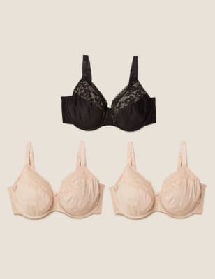 Lot de 3&nbsp;soutiens-gorges à armatures et bordures en dentelle, bonnets emboîtants G&nbsp;à&nbsp;K - LU