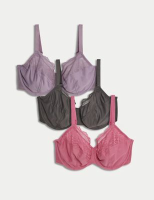 

Womens M&S Collection 3pk Wired Full Cup Bras F-H - Raspberry Mix, Raspberry Mix