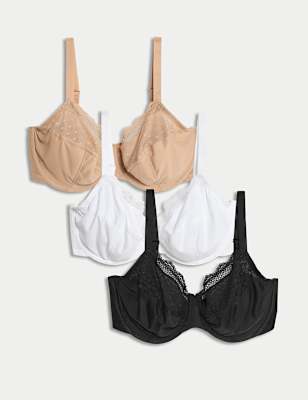 

Womens M&S Collection 3pk Wired Full Cup Bras F-H - Black Mix, Black Mix