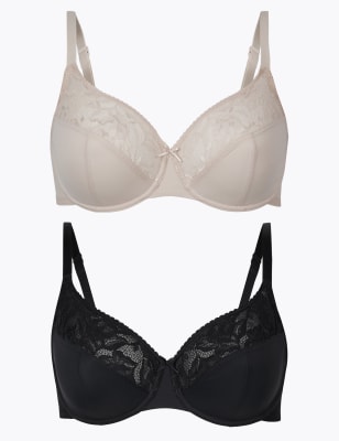 Lot de 2&nbsp;soutiens-gorge non ampliformes orn&eacute;s de dentelle, bonnets embo&icirc;tants E &agrave; I