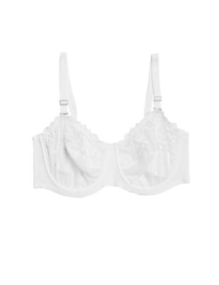 M&S Womens Embrace Embroidered Wired Strapless Bra F-H - 42H - White, White