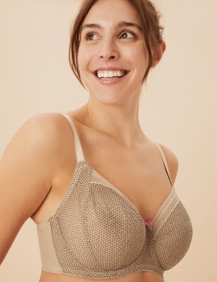

M&S Collection Sujetador de sujeción adicional de malla con aros y estampado para copa F-JWomens - Rose Quartz, Rose Quartz