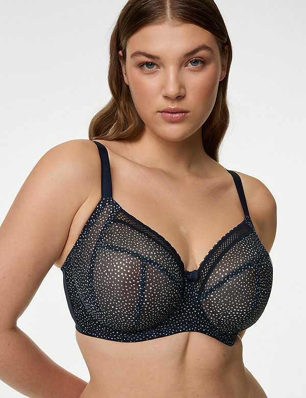 Printed Mesh Wired Extra Support Bra F-J - NZ