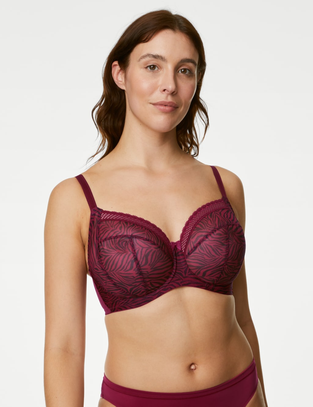 Printed Mesh Wired Extra Support Bra F-J image 3