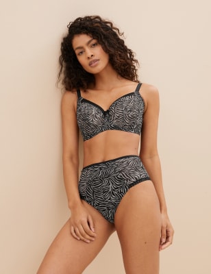 

M&S Collection Sujetador de sujeción adicional de malla con aros y estampado para copa F-JWomens - Black, Black
