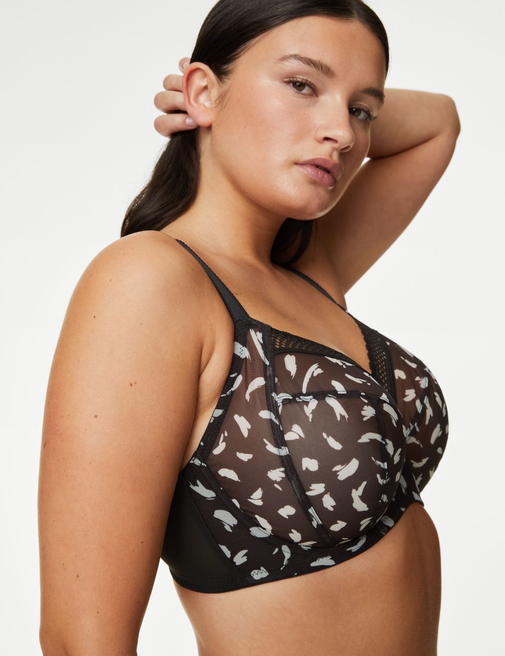 Printed Mesh Wired Extra Support Bra F-J image 2
