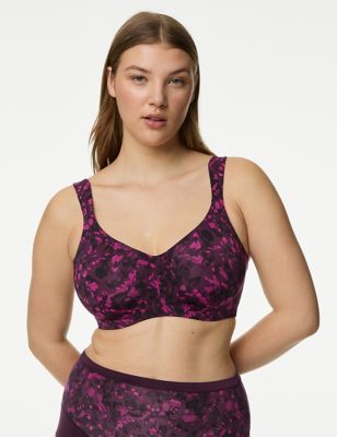 Body By M&S Womens Flexifit Printed Wired Minimiser Bra (C-H) - 32C - Blackcurrant, Blackcurrant