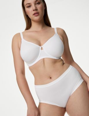 Body By M&S Womens Cool Comforttm Cotton Rich Minimiser Bra C-H - 32D - White, White,Black
