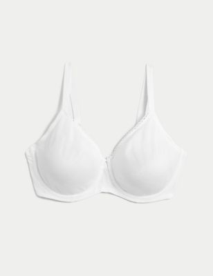 M&S Womens Cool Comfort™ Cotton Rich Minimiser Bra C-H - 32D - White, White,Black