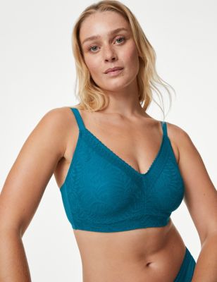 

Womens M&S Collection Flexifit™ Lace Non Wired Minimiser Bra C-H - Winter Turq, Winter Turq