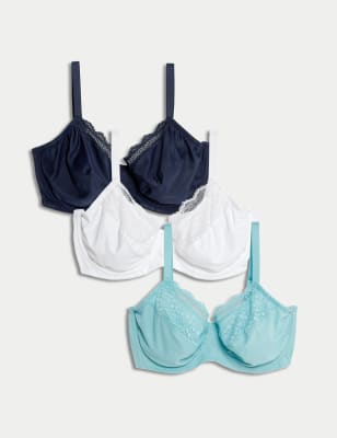 

Womens M&S Collection 3pk Wired Full Cup Minimiser Bras C-H - Turquoise Mix, Turquoise Mix