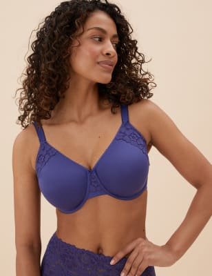 

Womens M&S Collection Cotton & Lace Underwired Minimiser Bra C-GG - Marine, Marine