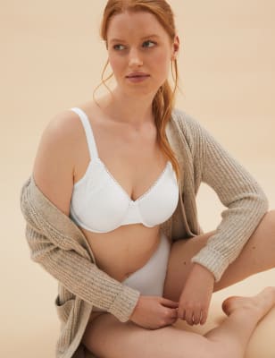 

M&S Collection Sujetador reductor con aro de algodón y encaje para copa C-GGWomens - White, White