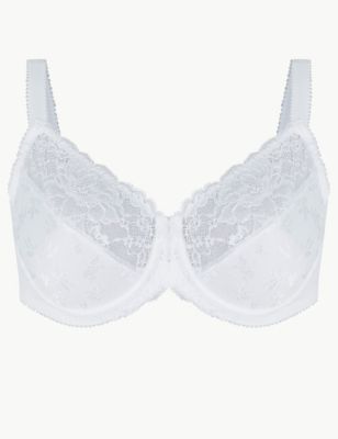 Floral Jacquard & Lace Minimiser Full Cup Bra C-GG | M&S Collection | M&S
