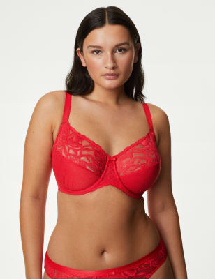 

Womens M&S Collection Wildblooms Minimiser Full Cup Bra C-H - Scarlet, Scarlet