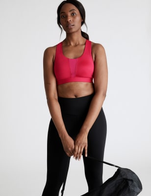 Non-wired racerback mesh insert bra