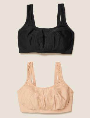 

Womens GOODMOVE 2pk High Impact Non-Wired Sports Bras A-H - Rose Quartz, Rose Quartz