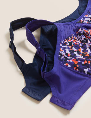 

Womens GOODMOVE 2er-Pack bügellose Sport-BHs für ultimativen Halt (F-H) - Dark Purple, Dark Purple