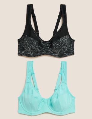 New M&S Goodmove High Impact Light Jade Sports Bra UK 32 34 36 38