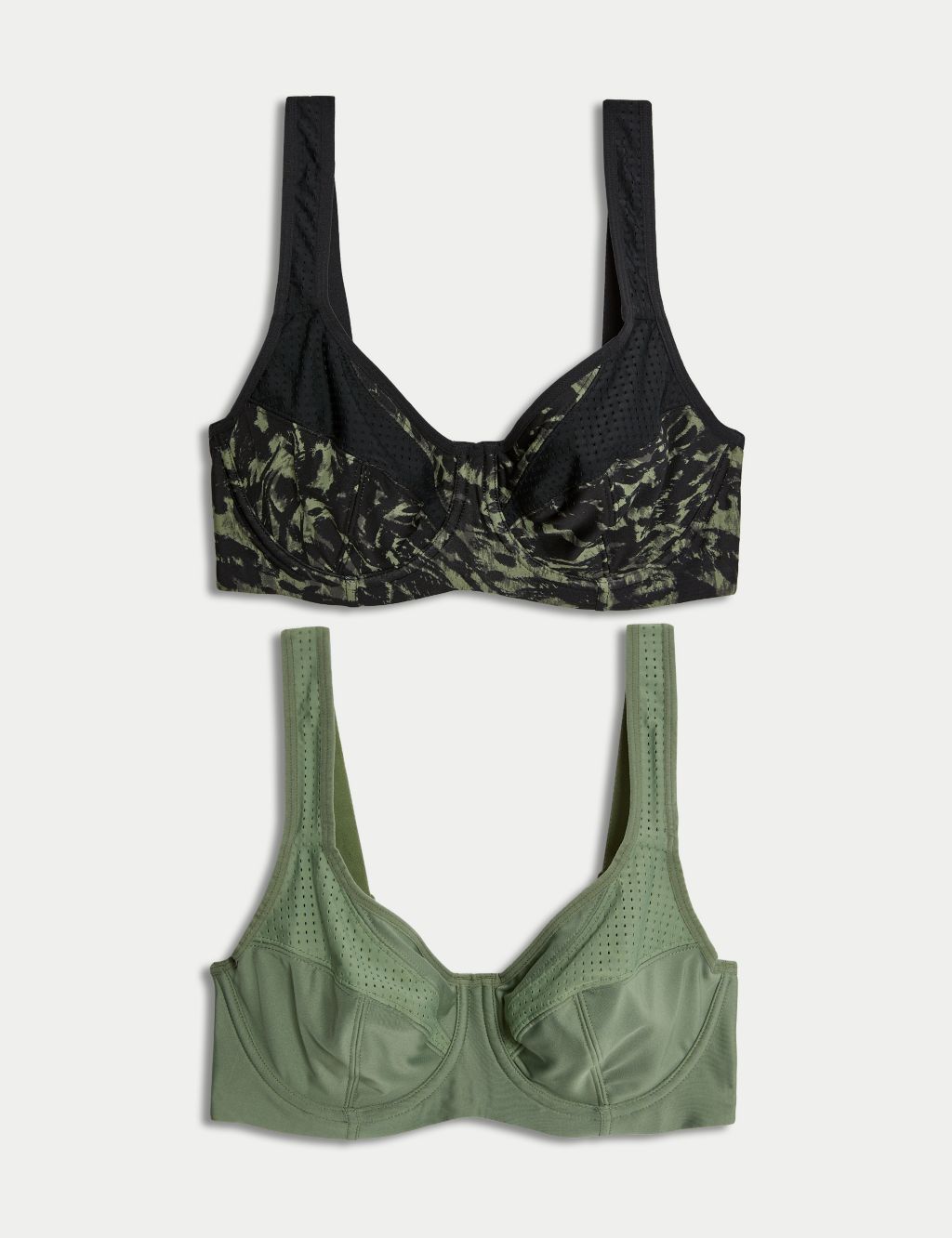 NEW! M&S Good Move Marks & Spencer 2 pack grey/lime high impact sports bras
