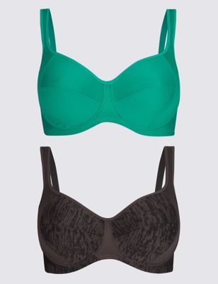 M&S Collection 2 Pack High Impact Non-Padded Sports Bra A-F