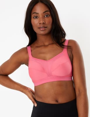 NEW M&S 2 PACK UNDERWIRED HIGH IMPACT SPORTS BRAS 32D IN MAGENTA