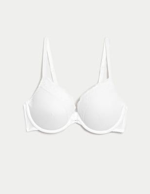 M&S Womens Lace Wired Push-Up Bra A-E - 32E - White, White