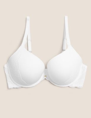 

Womens M&S Collection Perfect Fit™ Lace Push-Up Bra AA-E - White, White
