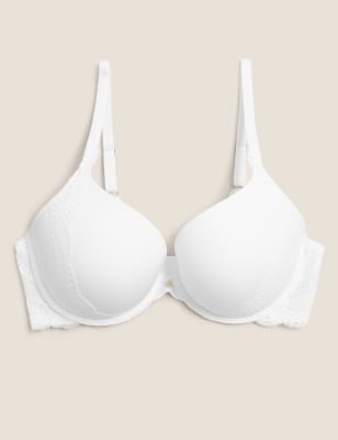 M&S Womens Perfect Fit™ Lace Push-Up Bra AA-E - 32B - White, White,Black,Rose Quartz