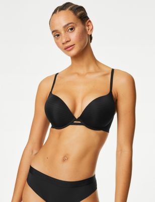 Body by M&S - Womens Body Define Wired Double Boost Push-Up Bra - 32C - Black, Black,White