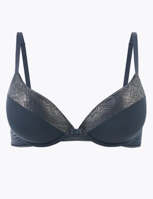 Body&trade; Lace Sparkle Trim Push Up Plunge Bra