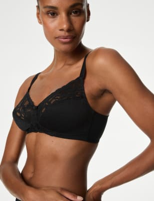 Marks And Spencer Womens M&S Collection Wild Blooms Non-Padded Full Cup Bra A-E - Black, Black