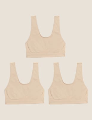 

Womens M&S Collection 3pk Seamless Non Wired Crop Tops - Opaline, Opaline