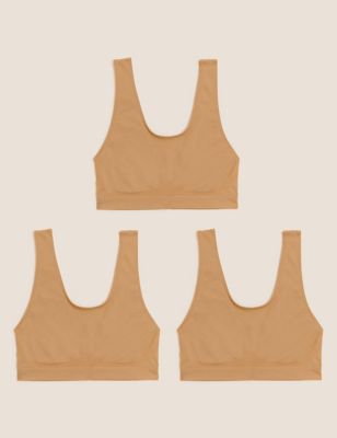 

Womens M&S Collection 3pk Seamless Non Wired Crop Tops - Rich Amber, Rich Amber