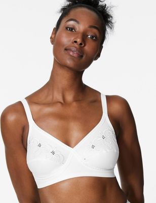 Marks & Spencer White Floral Embroidered Crossover Non-Wired Full Cup Bra  A-E 7020