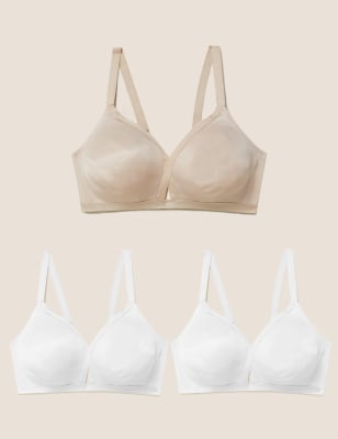 3pk Cotton Non Wired Full Cup Bras A-E